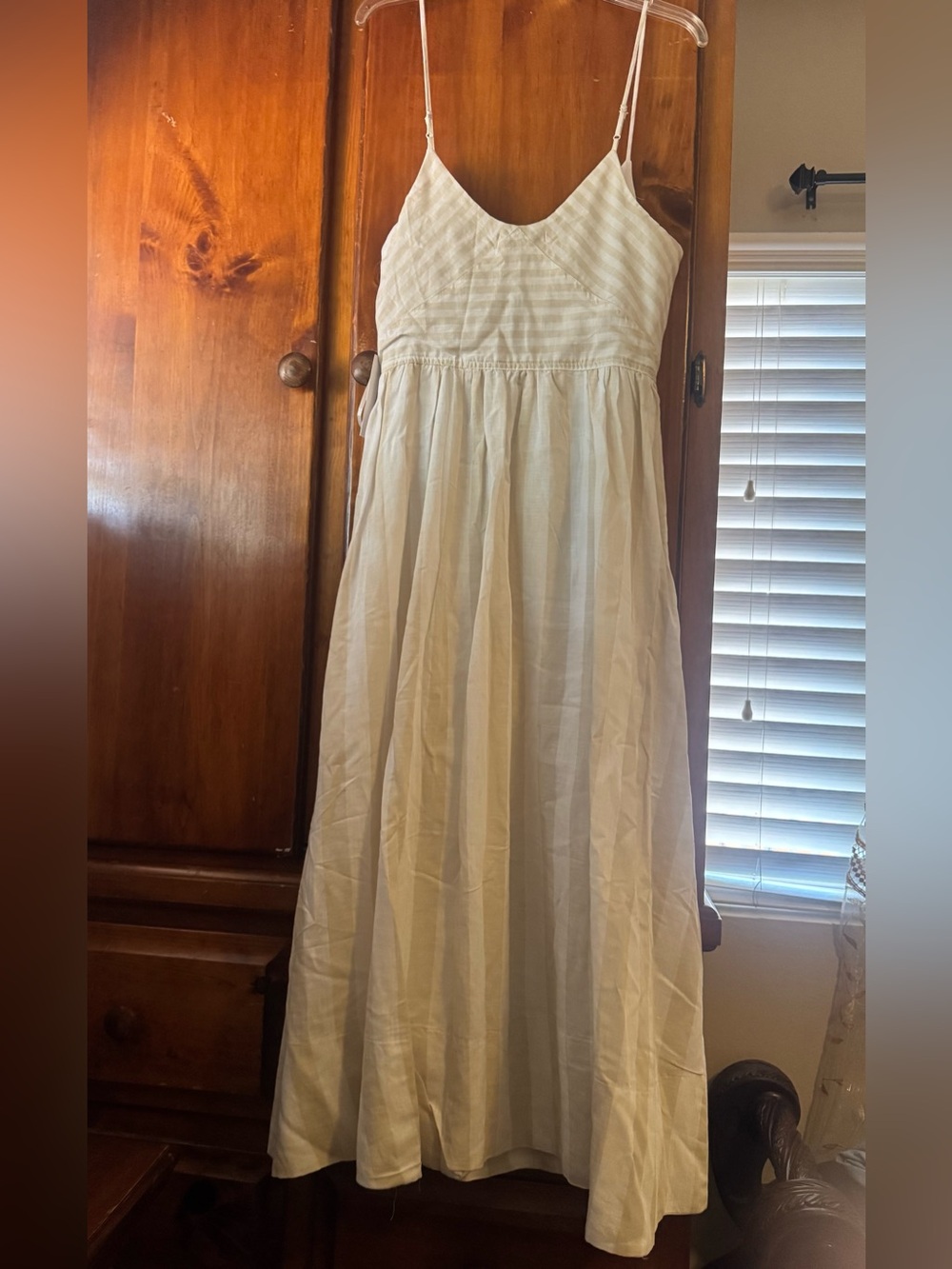 Torn by Ronny Kobo Cream Maxi Sundress with Spaghetti Straps